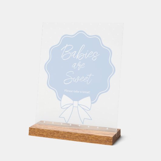 Baby Blue & White Bow Babies sind süße Leckerei Acrylschild (Winkel)
