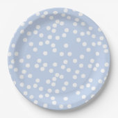 Baby Blue & White Confetti / Punkte Pappteller (Vorderseite)