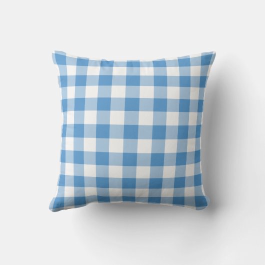 Baby Blue White Gingham Pattern, Custom Monogram Kissen (Rückseite)