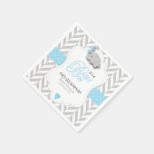 Baby Blue, White Gray Elephant Baby Dusche Serviette (Ecke)