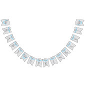 Baby Blue, White Gray Elephant Baby Sprinkle Wimpelkette (Alle)