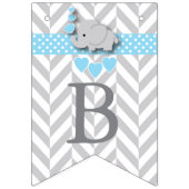Baby Blue, White Gray Elephant Baby Sprinkle Wimpelkette (Zweite Fahne)