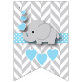 Baby Blue, White Gray Elephant Baby Sprinkle Wimpelkette (Erste Fahne)