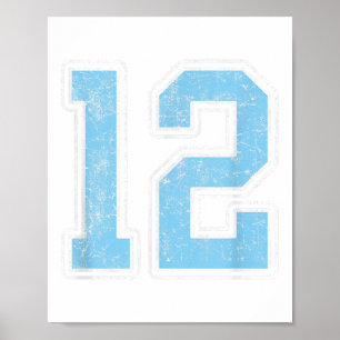 Baby Blue White Number 12 Jersey Player Uniform #1 Poster