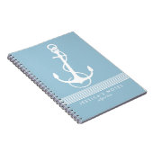 Baby Blue & White Stripes Anker für Wasserfahrzeug Notizblock (Rechte Seite)