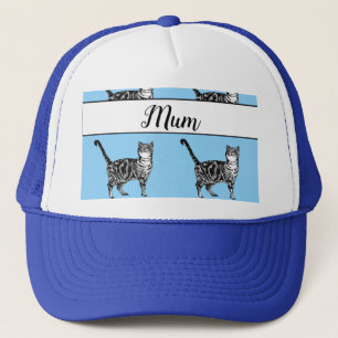 Baby Blue White Tabby Cats Whimsikische Mama Truckerkappe