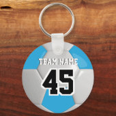 Baby Blue & White Team Fußball Schlüsselanhänger (Vorderseite)