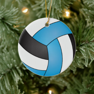 Baby Blue, White und Black Volleyball Keramik Ornament