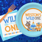 Baby Blue Wild One Woodland Birthday Party Teller