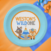 Baby Blue Wild One Woodland Birthday Party Teller