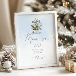Baby blue Winter Christmas tree Mom-osa Bar Poster