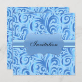 Baby Blue Wirbel Party Template Design Einladung (Vorne/Hinten)