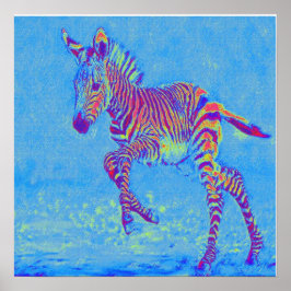 Baby Blue Zebra Laufen Poster