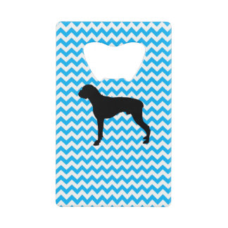 Baby Blue Zickzack mit Boxer Silhouette Geldbeutel Flaschenöffner