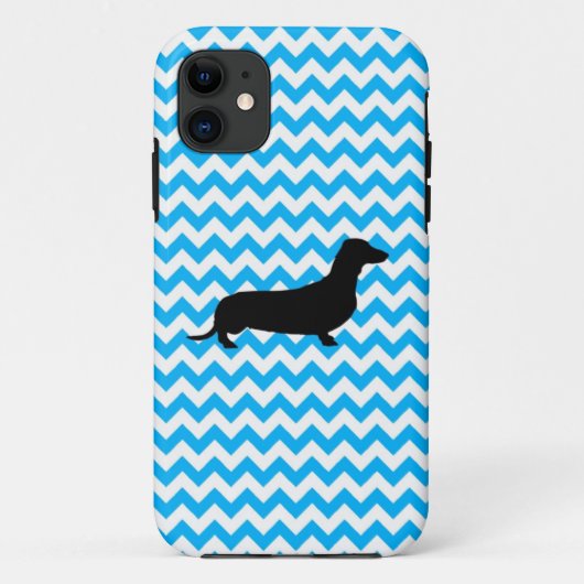 Baby Blue Zickzack mit Dackel Case Mate iPhone (Rückseite)