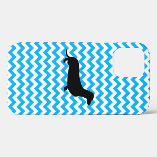 Baby Blue Zickzack mit Dackel Case Mate iPhone  (Rückseite (Horizontal))