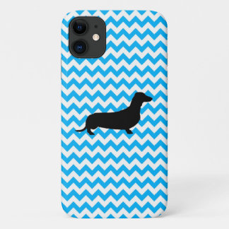 Baby Blue Zickzack mit Dackel Silhouette Case-Mate iPhone Hülle
