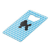 Baby Blue Zickzack mit Poodle-Silhouette Kreditkarten Flaschenöffner (Rückseite Schrägansicht)