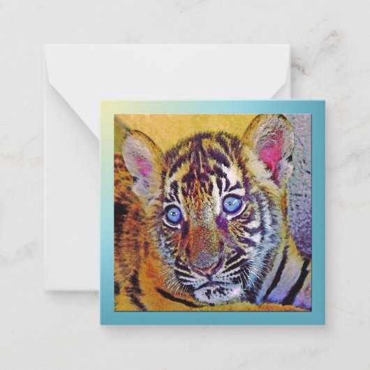 Baby Blues Eyes Tiger Cub Flat Note Card Mitteilungskarte (Vorderseite)