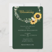 Baby blüht Aquarellblume Sonnenblume Babydusche Einladung (Vorderseite)