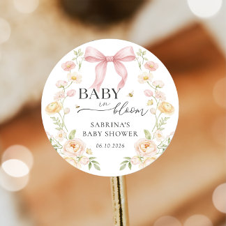 Baby-Blume-Babyshower-Aufkleber Runder Aufkleber