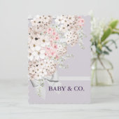 BABY Blume & Gitter Celebration Lavender Party Einladung (Stehend Vorderseite)