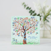 Baby Blume Tree of Life | Geburtsankündigung Boy Ankündigung (Stehend Vorderseite)