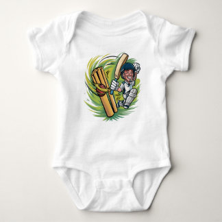 Baby Body Anzug Cricketer mit Fledermaus, Ball und Baby Strampler