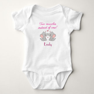 Baby-Body für Zwillinge mit Namen, Elefanten Baby Strampler