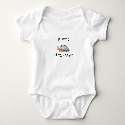 Baby Bodysuit in White mit Turtle for Boy Baby Strampler (Vorderseite)