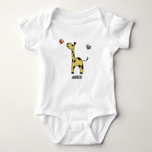 Baby Bodysuit Kleine Giraffe und Vögel Baby Strampler (Vorderseite)