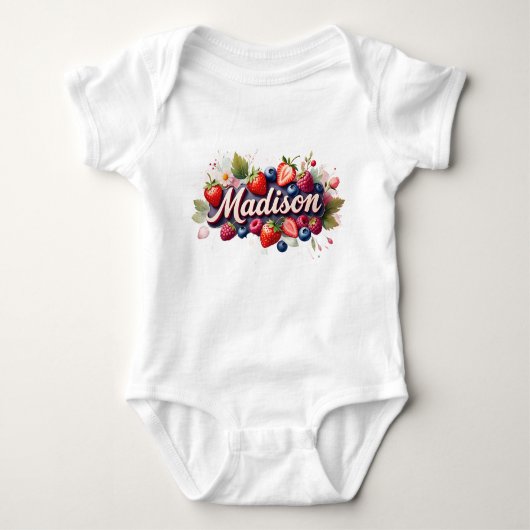 Baby Bodysuit " Madison " Berry Floral Design Baby Strampler (Vorderseite)