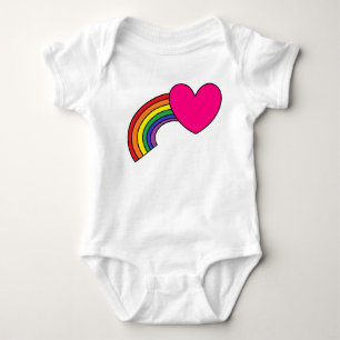 Baby Bodysuit mit Regenbogen und Hot-Pink-Herz Strampler