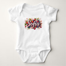 Baby Bodysuit "Sofia" Berry Floral Design