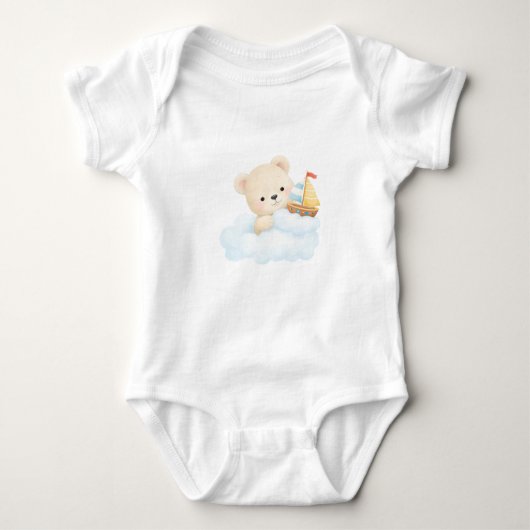 Baby Bodysuit – Sweet Teddy on a Cloud | Soft Wate Baby Strampler (Vorderseite)