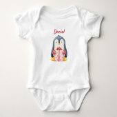 Baby Bodysuit With A Penguin Holding A Gift Box Baby Strampler (Vorderseite)