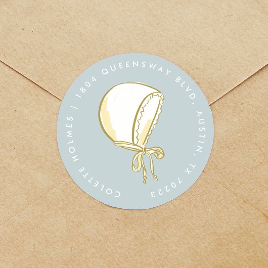 Baby Bonnet Blue Rücksendeadresse Runder Aufkleber