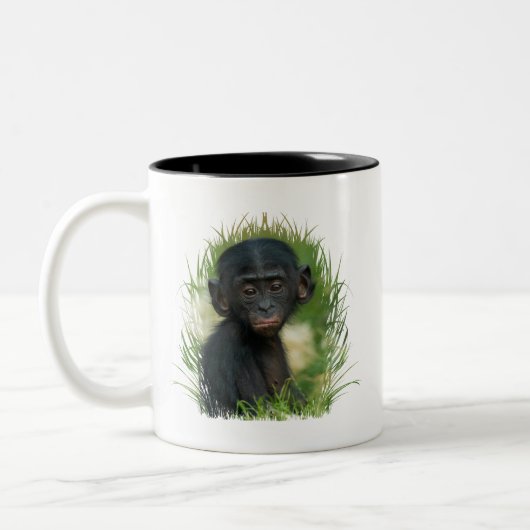 Baby Bonobo Ape Zweifarbige Tasse (Links)