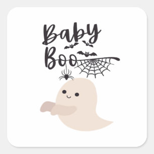 Baby Boo Süße Halloween Druck Vintage Stil Quadratischer Aufkleber
