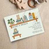 Baby Book Shelf Green Neutral Baby Dusche Einladung