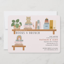 Baby Book Shelf Pink Girl Babydusche Einladung