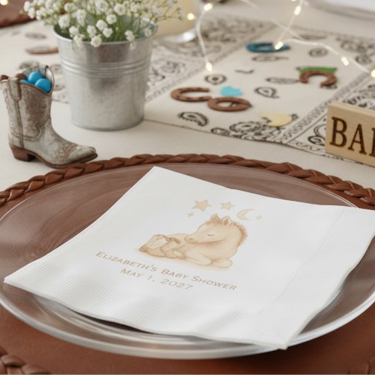 Baby Boots and Foal Western Baby Shower Serviette