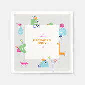 Baby Bots Gray Border Napkins Serviette (Vorderseite)