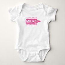Baby Bottle House White Bodysuit Funny Shirt Pink