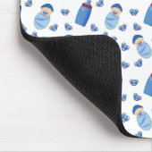Baby Bottle Schnuller Blaues Muster Mousepad (Ecke)