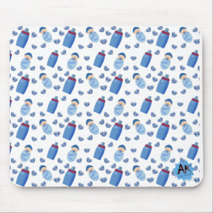 Baby Bottle Schnuller Blaues Muster Mousepad