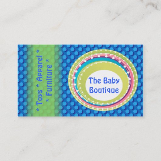 Baby Boutique Blue Green Dots Visitenkarte (Vorderseite)