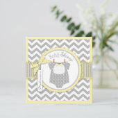 Baby Bow Krawatte Zickzack Print Baby Dusche Einladung (Stehend Vorderseite)