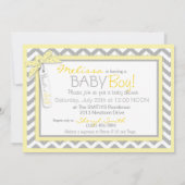 Baby Bow Krawatte Zickzack Print Baby Dusche Einladung (Rückseite)