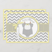 Baby Bow Krawatte Zickzack Print Baby Dusche Einladung (Vorne/Hinten)